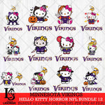 Minnesota Vikings Hello Kitty Horror NFL Bundle 12 SVG Eps Dxf Png File, NFL svg, Digital Download, Instant Download
