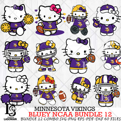 Minnesota Vikings Hello Kitty NFL Bundle 12 Svg Eps Dxf Png File, Digital Download, Instant Download