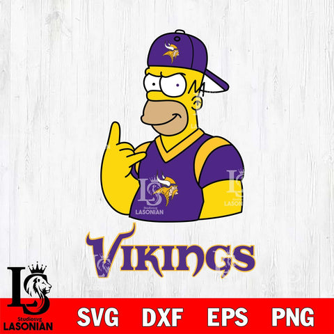 Minnesota Vikings Homer Simpson Football Cricut, NFL SVG DXF EPS PNG FILE, Digital Download,Instant Download, Silhouette