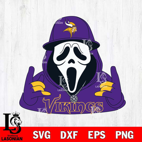 Minnesota Vikings Horror Character Ghostface Sport Svg Eps Dxf Png File, Digital Download, Instant Download