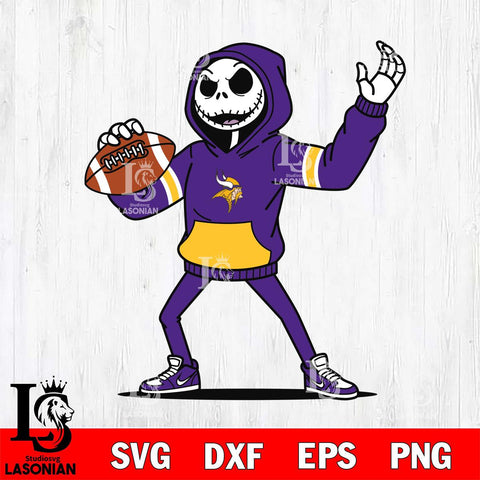 Minnesota Vikings Jack Skellington Football Christmas File Cut, NFL SVG DXF EPS PNG FILE, Digital Download , Criucut , Silhouette