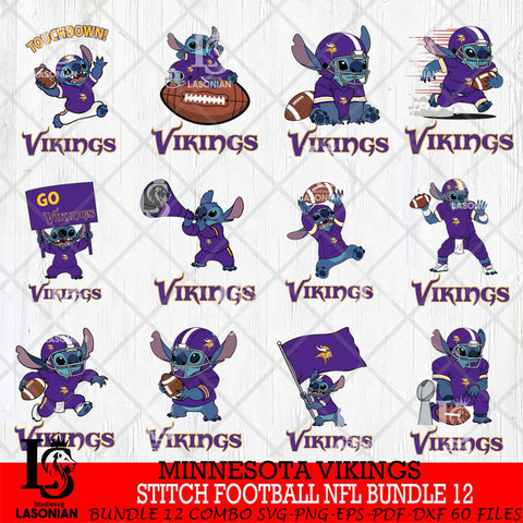 Minnesota Vikings Lilo and stitch Football NFL Bundle 12 SVG DXF EPS PNG FILE, NFL File Cut, Digital Download,Instant Download, Silhouette, Cricut