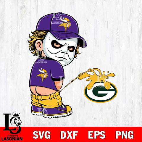 Minnesota Vikings Michael Myers Piss On Green Bay Packers Svg Eps Dxf Png File, Digital Download, Instant Download