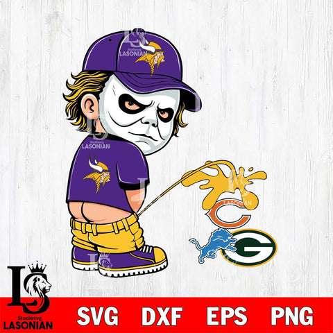 Minnesota Vikings Michael Myers Piss On Packers, Bears, Lions Svg Eps Dxf Png File, Digital Download, Instant Download