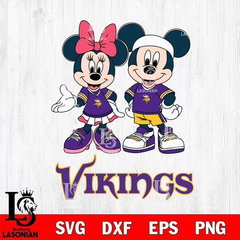 Minnesota Vikings Mickey And Minnie Football Svg Eps Dxf Png File, NFL svg , Digital Download , Instant Download, Cricut File