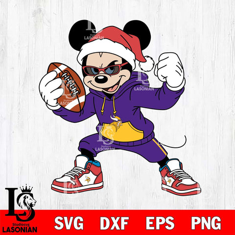 Minnesota Vikings Mickey Cool Football Christmas File Cut, NFL SVG DXF EPS PNG FILE, Digital Download , Criucut , Silhouette