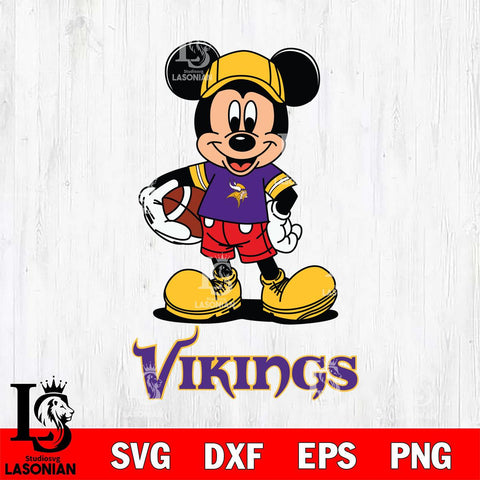 Minnesota Vikings Mickey Football Cricut, NFL SVG DXF EPS PNG FILE, Digital Download,Instant Download, Silhouette