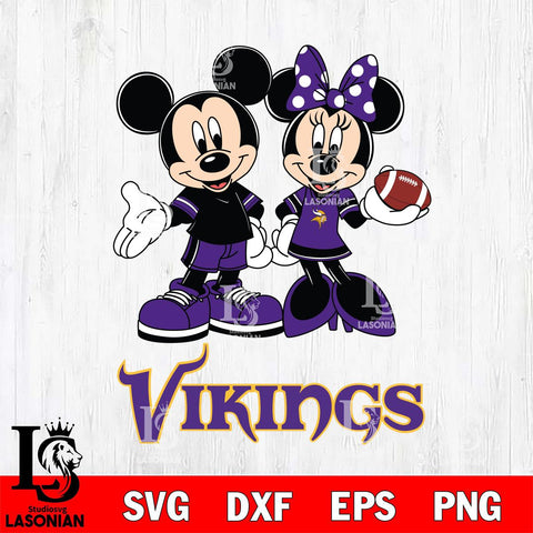Minnesota Vikings Mickey Minnie Football Svg Eps Dxf Png File, NFL svg , Digital Download , Instant Download, Cricut File