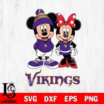 Minnesota Vikings Mickey Minnie Mouse Cute Football Svg Eps Dxf Png File, Bundle NFl svg , File Cut , Digital Download , Instant Download, Laser Cut Svg Files