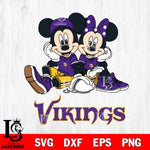Minnesota Vikings Mickey Minnie Mouse Football Sit Svg Eps Dxf Png File, Bundle NFl svg , File Cut , Digital Download , Instant Download, Laser Cut Svg Files
