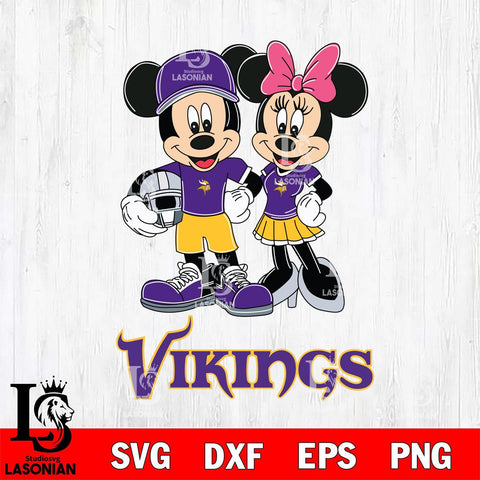 Minnesota Vikings Mickey Minnie Mouse Helmet Svg Eps Dxf Png File, Bundle NFl svg , File Cut , Digital Download , Instant Download, Laser Cut Svg Files