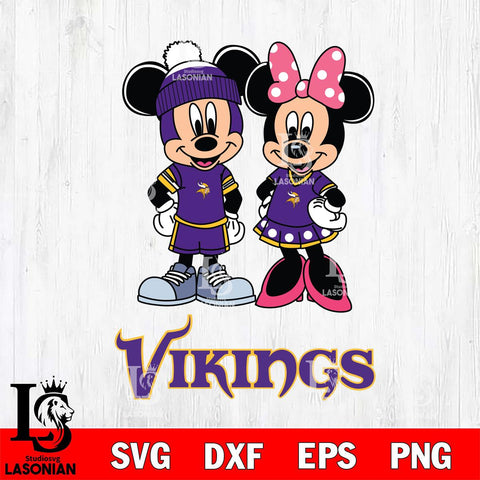 Minnesota Vikings Mickey Minnie Mouse Pink Svg Eps Dxf Png File, Bundle NFl svg , File Cut , Digital Download , Instant Download, Laser Cut Svg Files