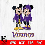 Minnesota Vikings Mickey Minnie Mouse Rugby Svg Eps Dxf Png File, Bundle NFl svg , File Cut , Digital Download , Instant Download, Laser Cut Svg Files