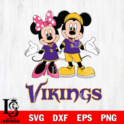 Minnesota Vikings Mickey Minnie Mouse Sport Svg Eps Dxf Png File, Bundle NFl svg , File Cut , Digital Download , Instant Download, Laser Cut Svg Files