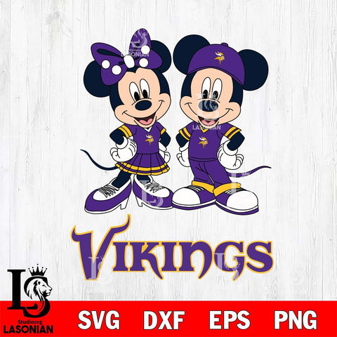 Minnesota Vikings Mickey Minnie Mouse rugby ball Svg Eps Dxf Png File, Bundle NFl svg , File Cut , Digital Download , Instant Download, Laser Cut Svg Files