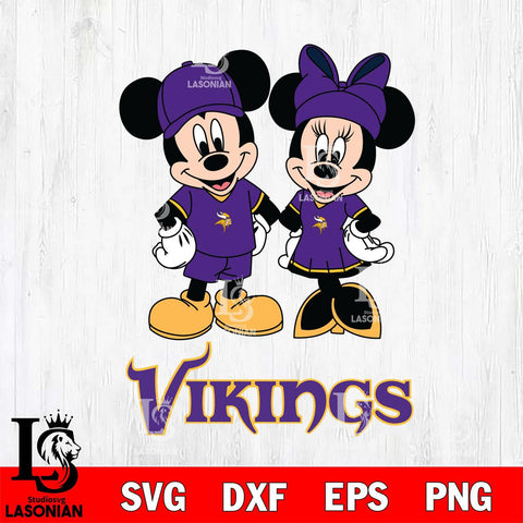 Minnesota Vikings Mickey Minnie Rugby Svg Eps Dxf Png File, Bundle NFl svg , File Cut , Digital Download , Instant Download, Laser Cut Svg Files