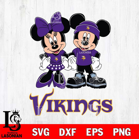 Minnesota Vikings Mickey Minnie Rugby ball Svg Eps Dxf Png File, Bundle NFl svg , File Cut , Digital Download , Instant Download, Laser Cut Svg Files