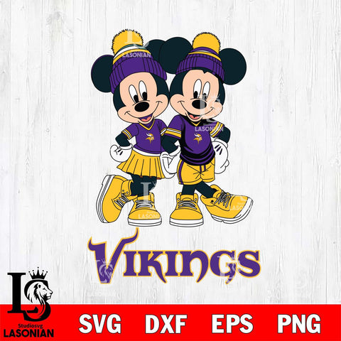Minnesota Vikings Mickey Minnie Valentine Football Svg Eps Dxf Png File, NFL svg , Digital Download , Instant Download, Cricut File