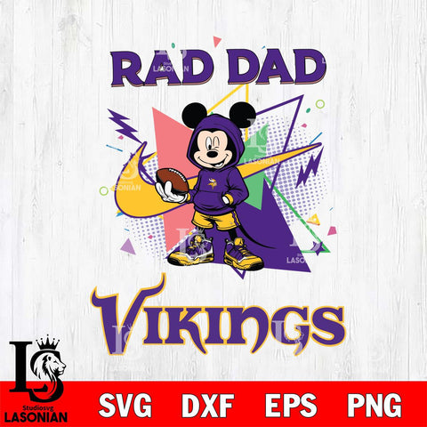 Minnesota Vikings Mickey Wearing Hoodie Rad Dad SVG DXF EPS PNG FILE, Disney Father day File Cut,Digital Download,Instant Download,Disney Svg Files