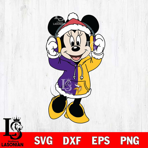 Minnesota Vikings Minnie Mouse Disney Football Christmas File Cut, NFL SVG DXF EPS PNG FILE, Digital Download , Criucut , Silhouette