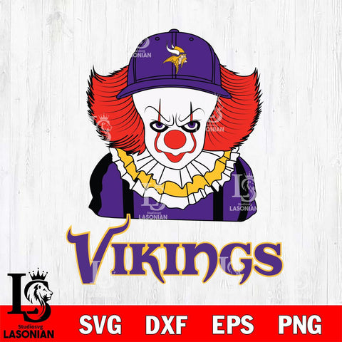 Minnesota Vikings Pennywise Horror Sport 10 Svg Eps Dxf Png File, NFL svg, Digital Download, Instant Download
