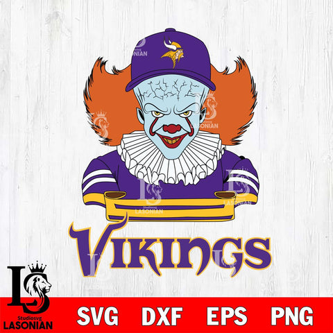 Minnesota Vikings Pennywise Horror Sport 2 Svg Eps Dxf Png File, NFL svg, Digital Download, Instant Download