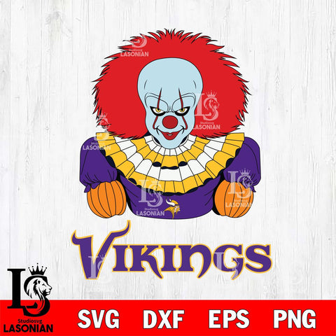 Minnesota Vikings Pennywise Horror Sport 3 Svg Eps Dxf Png File, NFL svg, Digital Download, Instant Download