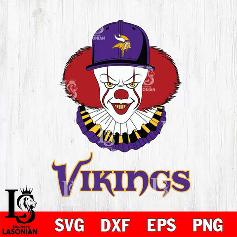 Minnesota Vikings Pennywise Horror Sport 4 Svg Eps Dxf Png File, NFL svg, Digital Download, Instant Download