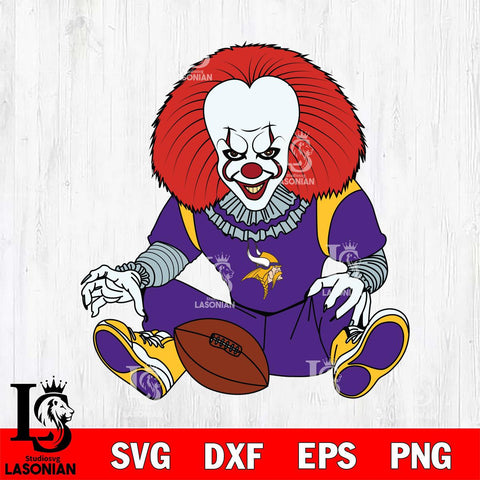Minnesota Vikings Pennywise Horror Sport 6 Svg Eps Dxf Png File, NFL svg, Digital Download, Instant Download