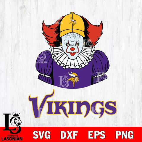 Minnesota Vikings Pennywise Horror Sport 7 Svg Eps Dxf Png File, NFL svg, Digital Download, Instant Download