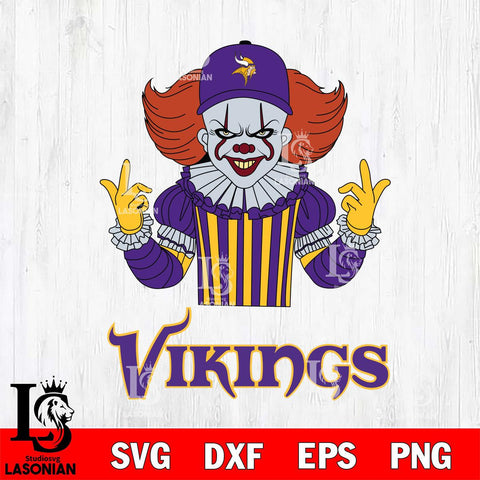 Minnesota Vikings Pennywise Horror Sport 8 Svg Eps Dxf Png File, NFL svg, Digital Download, Instant Download