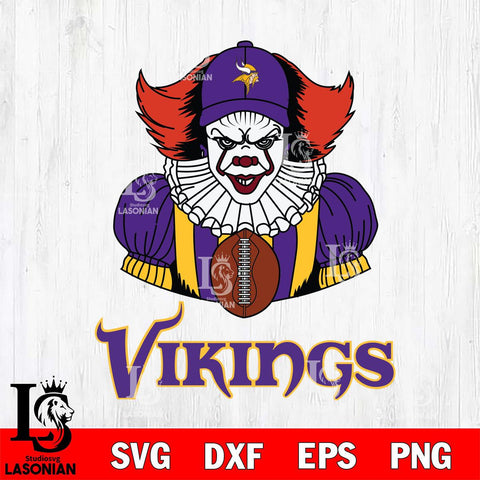 Minnesota Vikings Pennywise Horror Sport 9 Svg Eps Dxf Png File, NFL svg, Digital Download, Instant Download