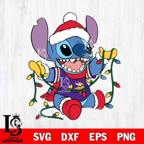 Minnesota Vikings Stitch Christmas Lights Svg Eps Dxf Png File, Digital Download, Instant Download