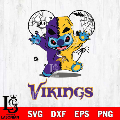 Minnesota Vikings Stitch Horror Halloween 2 Svg Eps Dxf Png File, Digital Download, Instant Download