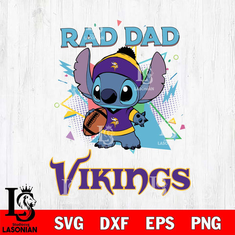Minnesota Vikings Stitch Rad Dad SVG DXF EPS PNG FILE, Disney Father day File Cut,Digital Download,Instant Download,Disney Svg Files
