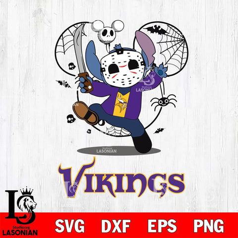 Minnesota Vikings Stitch jason voorhees Halloween Svg Eps Dxf Png File, Digital Download, Instant Download
