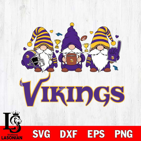 Minnesota Vikings Three Gnome File Cut, NFL SVG, Digital Download , CHRISTMAS Criucut , Silhouette