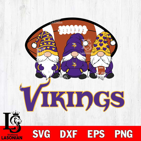 Minnesota Vikings Three Gnome Football File Cut, NFL SVG, Digital Download , CHRISTMAS Criucut , Silhouette