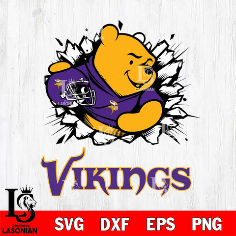Minnesota Vikings Winnie The Pooh NFL Cricut, NFL SVG DXF EPS PNG FILE, Digital Download,Instant Download, Silhouette