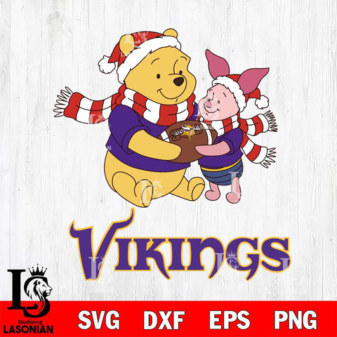 Minnesota Vikings Winnie the Pooh & Piglet Football Cricut,Christmas SVG DXF EPS PNG FILE, Digital Download,Instant Download, Silhouette