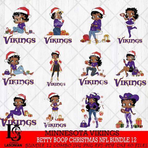 Minnesota Vikings  Betty Boop Christmas NFL Bundle File Cut, NFL SVG DXF EPS PNG PDF File, Digital Download , Criucut , Silhouette