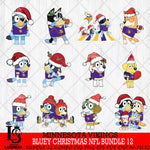 Minnesota Vikings  Bluey Christmas NFL Bundle 12 SVG Svg Eps Dxf Png File, Digital Download, Instant Download
