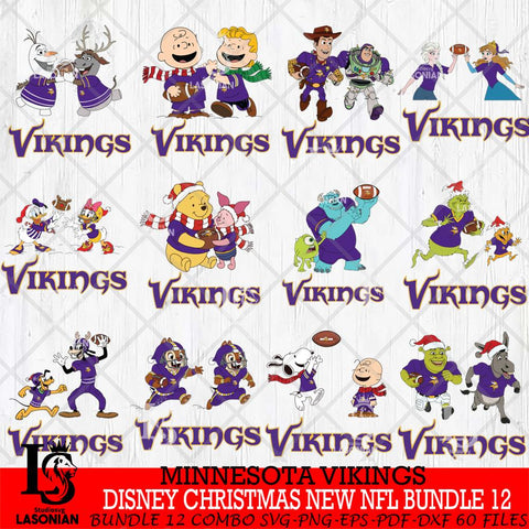 Minnesota Vikings  Disney Christmas New NFL Bundle 12 Cricut,Christmas SVG DXF EPS PNG FILE, NFL Digital Download,Instant Download, Silhouette
