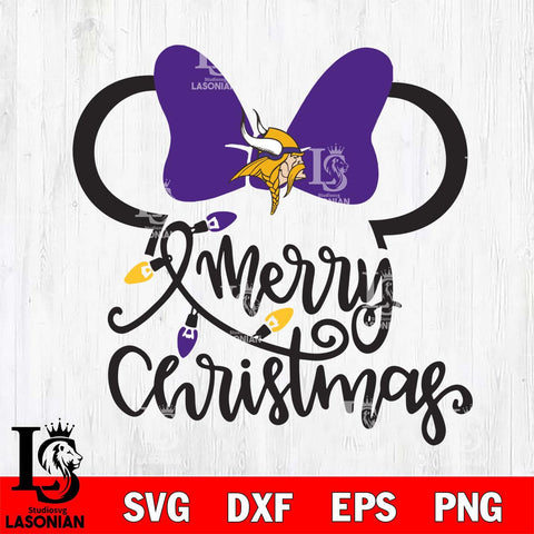Minnesota Vikings mickey christmas 3 Svg Eps Dxf Png File, Digital Download, Instant Download