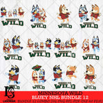 Minnesota Wild Bluey Dace Mode NHL Bundle 12 SVG Eps Dxf Png File, Digital Download, Instant Download