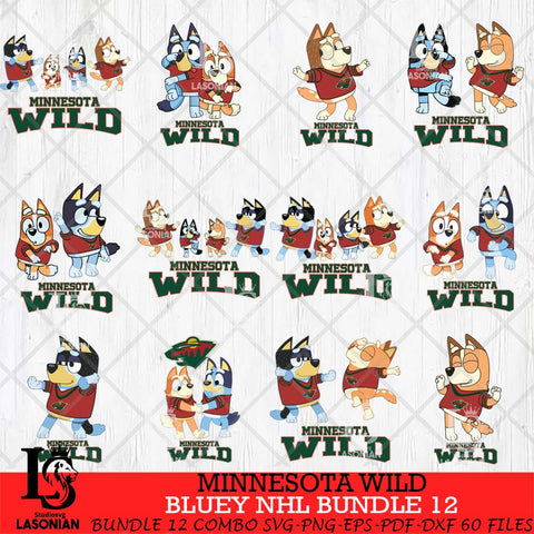 Minnesota Wild Bluey Dace Mode NHL Bundle 12 SVG Eps Dxf Png File, Digital Download, Instant Download