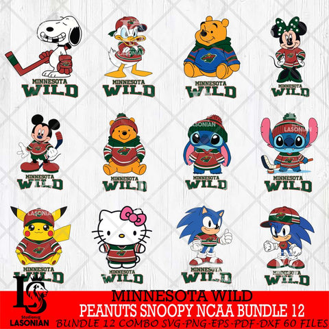 Minnesota Wild Disney Hockey NHL Bundle 12 SVG DXF EPS PNG FILE,NHL Bundle File Cut,Disney Digital Download,Instant Download, Silhouette