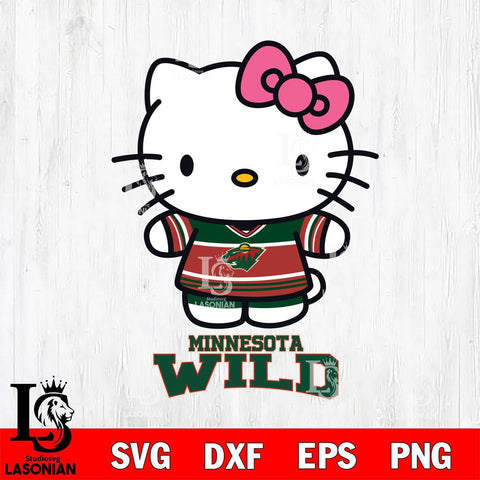 Minnesota Wild Hello Kitty NHL Hockey SVG DXF EPS PNG FILE,NHL File Cut,Disney Digital Download,Instant Download, Silhouette
