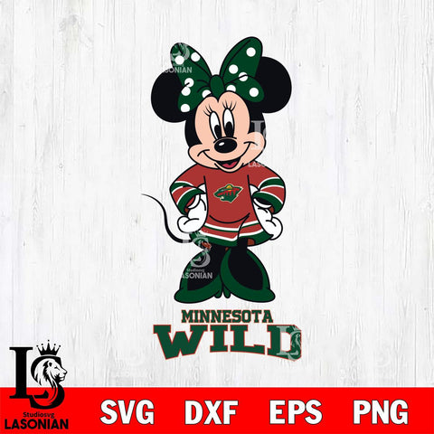 Minnesota Wild Minnie Mouse NHL Hockey SVG DXF EPS PNG FILE,NHL File Cut,Disney Digital Download,Instant Download, Silhouette