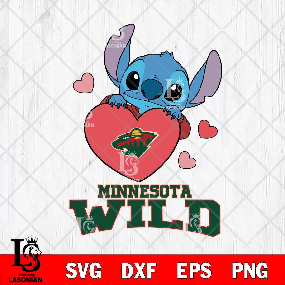 Minnesota Wild Stitch hugging heart File cut , Criucut , Digital ...